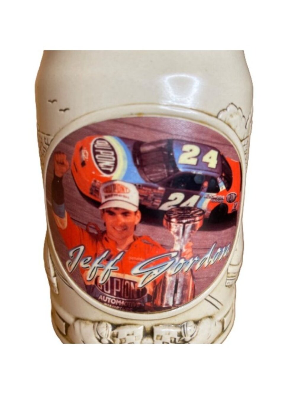 Vintage 1997 NASCAR Jeff Gordon #24 3D Sculptured Ceramic Beer Stein
